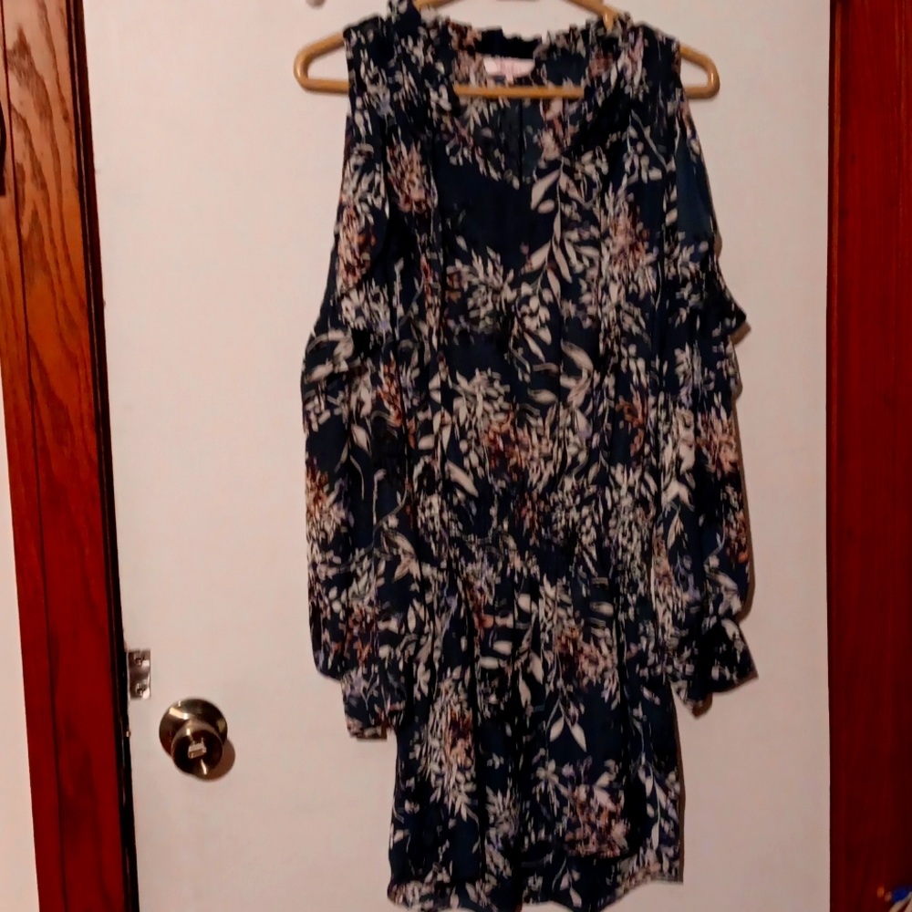 Parker Nautic Privett Green Cold Shoulder long sleeve Dress Small